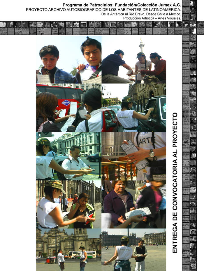 Entrega de la convocatoria en calles y plazas de México durante la residencia de 2008.